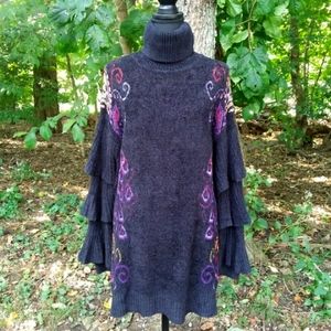 NWT Fall IRIS APFEL Boho Paisley Sweater Dress sz S